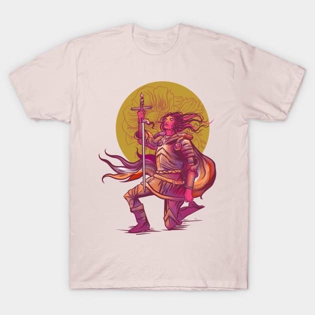 Women With Swords - Lesbian Knight T-Shirt by Manfish Inc.